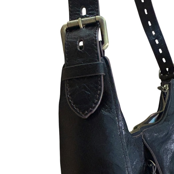 Hobo International Marley Black Glazed Leather Shoulder Crossbody Bag - Picture 8 of 12